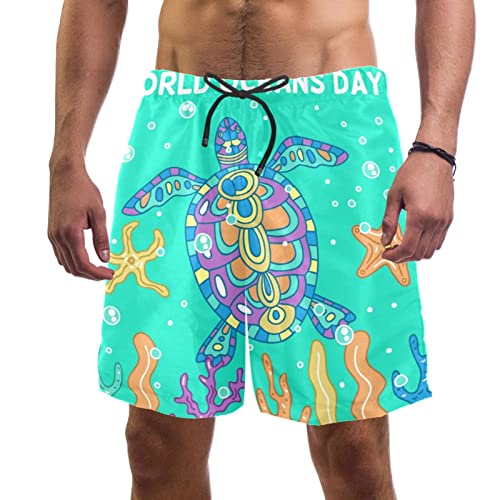 Short de plage pour hommes JDEZ maillots de bain imprimés feuilles d'algues