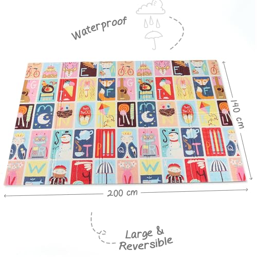 Image of FIRSTCRY INTELLISKILLS Premium Extra Large Reversible Play Mat for Babies | Learning & Crawling Foldable Baby Mat for Floor | 6.5x4.5 ft | 0.6cm Thick (Carnival & Alphabet), Multicolor, 1 Count