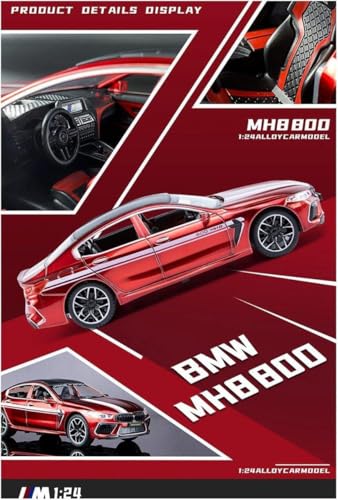 Image of 1:24 B-M-W MH8 800 Diecast Metal Pull Back Car with 6 Openable Doors with Sound and Light Toy Decoration car Best Gift Toys for Kids (1:24 B-M-W MH8 800 - Red)
