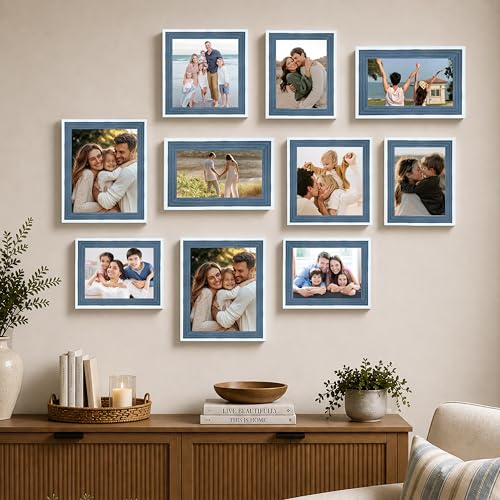 Image of Art Street Pink Wall Photo Frame Collage Set for Living Room Decor | Multi Picture Frames Gallery Wall Set for Family Photos | Wooden Wall Hanging Frames for Bedroom, Hallway, Home Decoration