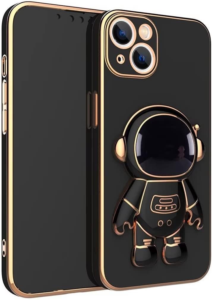 Astronaut Kickstand Case for iPhone 12 Pro, Cute 3D Astronaut Stand Cartoon Soft TPU Silicone Electroplated Bumper Case for iPhone 12 Pro 6.1 inch 2020 (Black)