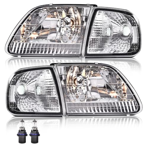 Image of G-PLUS Headlights Assembly w /Bulbs Fit Ford F150 1998-2003 / F250 1988-1999