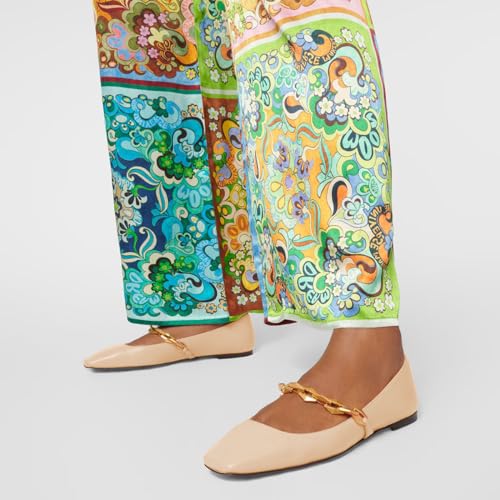 miss left Women Comfy Chain Strap Mary Janes Shoes Slip On Closed Square Toe Ballet Flats for Walking School Dressy Size 4-16 US3