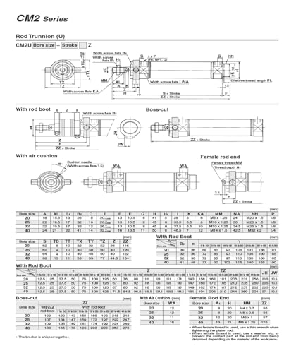 Vérin pneumatique double effet CDM2BZ20-50Z à tige simple