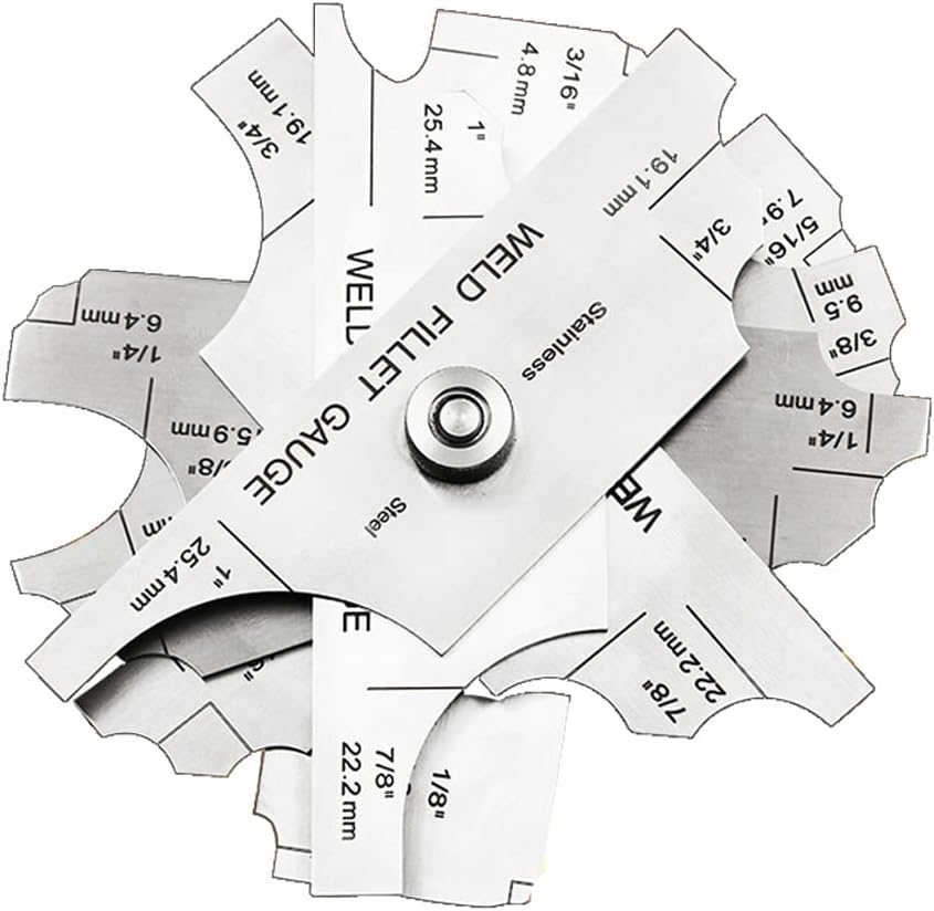 Welding Gauge Stainless Steel 3.2mm-25.4mm 1/8''-1'' Weld Fillet Gauge with Bag Imperial Metric Measurement