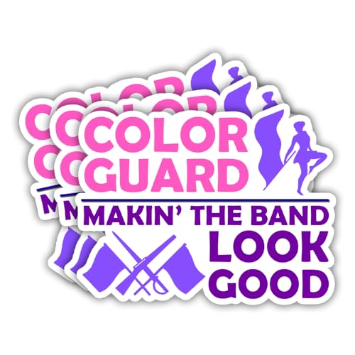 Image of SODAVA Color Guard Sticker Pack, Set of 3 Vinyl Decals for Laptop Water Bottle Notebook Helmet, Marching Band Flag Team Accessories, Color Guard Performer Gift, Waterproof 3inch