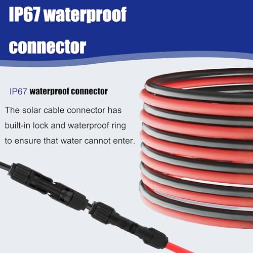 BTFO Solar-Doppelkabeleinführung, Wasserdicht Solar Anschlussdose mit 294cm 10AWG Solar-Verlängerungskabel für Wohnmobil Boot Camper Van Gebäude Garage Schuppendachplatten