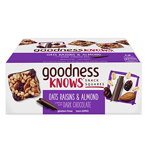 Goodnessknows Oats Raisins Almond Dark Chocolate Gluten Free Snacks Square Bars 12 Count Box Buy Online In Antigua And Barbuda At Antigua Desertcart Com Productid 58060536