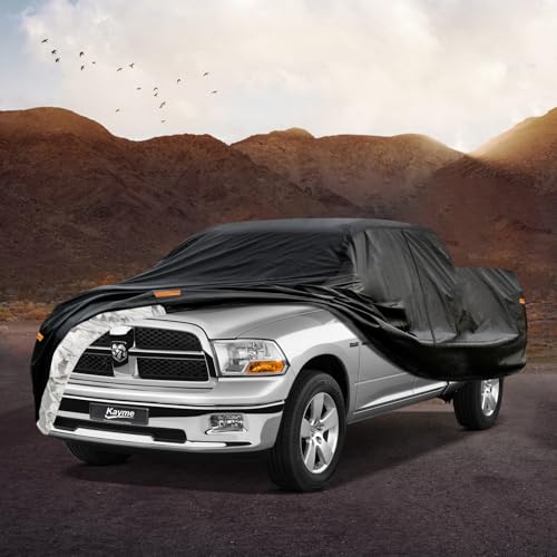 Image of Kayme Truck Cover Custom Fit Dodge Ram 1500(1994-2001) Regular Cab Short Bed. Full Exterior Heavy Duty Outdoor Pickup Truck Car Cover Waterproof All Weather.Car Tarp for Wind Sun Dust Protection.Black