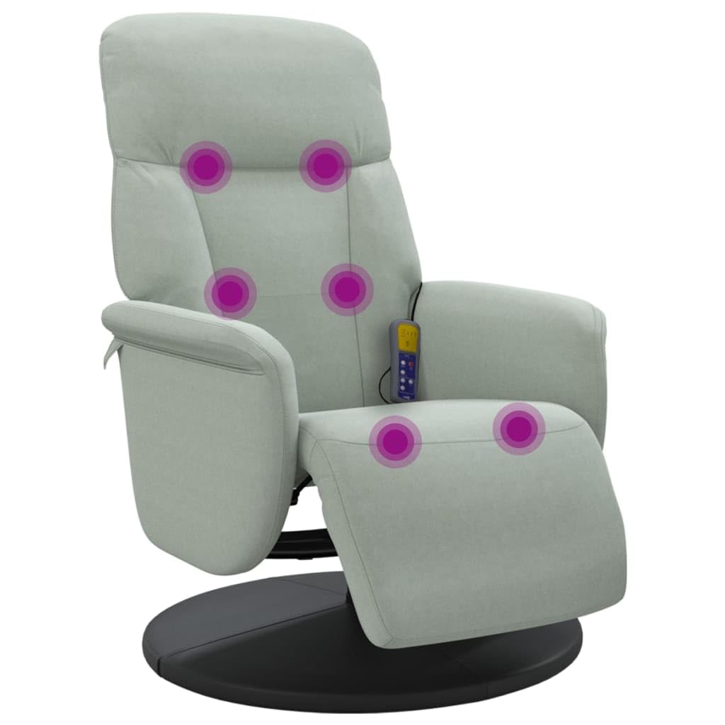 vidaXL Fauteuil Inclinable de Massage Repose-Pied, Siège avec Accoudoirs, Chaise de Relaxation avec Dossier Salon, Moderne, Gris Clair Velours