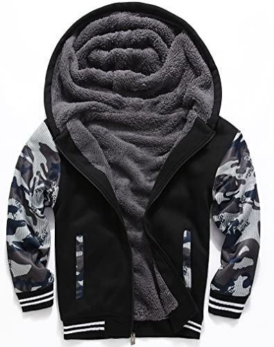Image of GEEK LIGHTING Boys Sherpa Lined Hoodie Kids Fleece Sweatshirt Full Zip Hooded Jacket