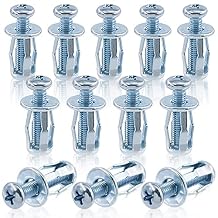 Keadic 24Pcs M6 X 25 مولي جاك المكسرات مع البراغي الصلب البتلة المكسرات شفة كبيرة قصيرة Jacknut توسيع الجوز مسطح الرأس خيط إدراج الجوز لجدار الجدار الحديد الجلد البلاستيك الخشب الخزف   