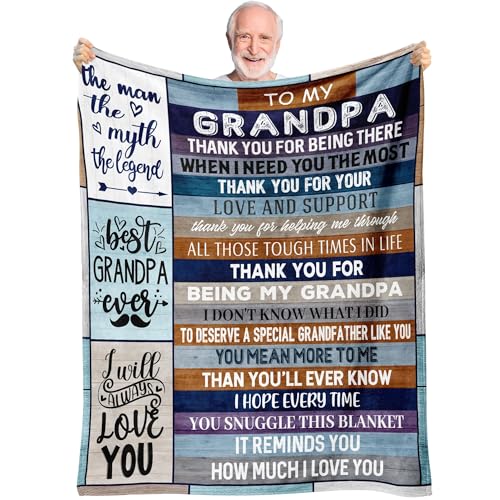Ekpvgit Best/Good Grandpa Gifts from Grandkids/Granddaughter/Grandson,Gifts for Grandpa for Birthday Christmas Fathers Day Blanket 60"x80"