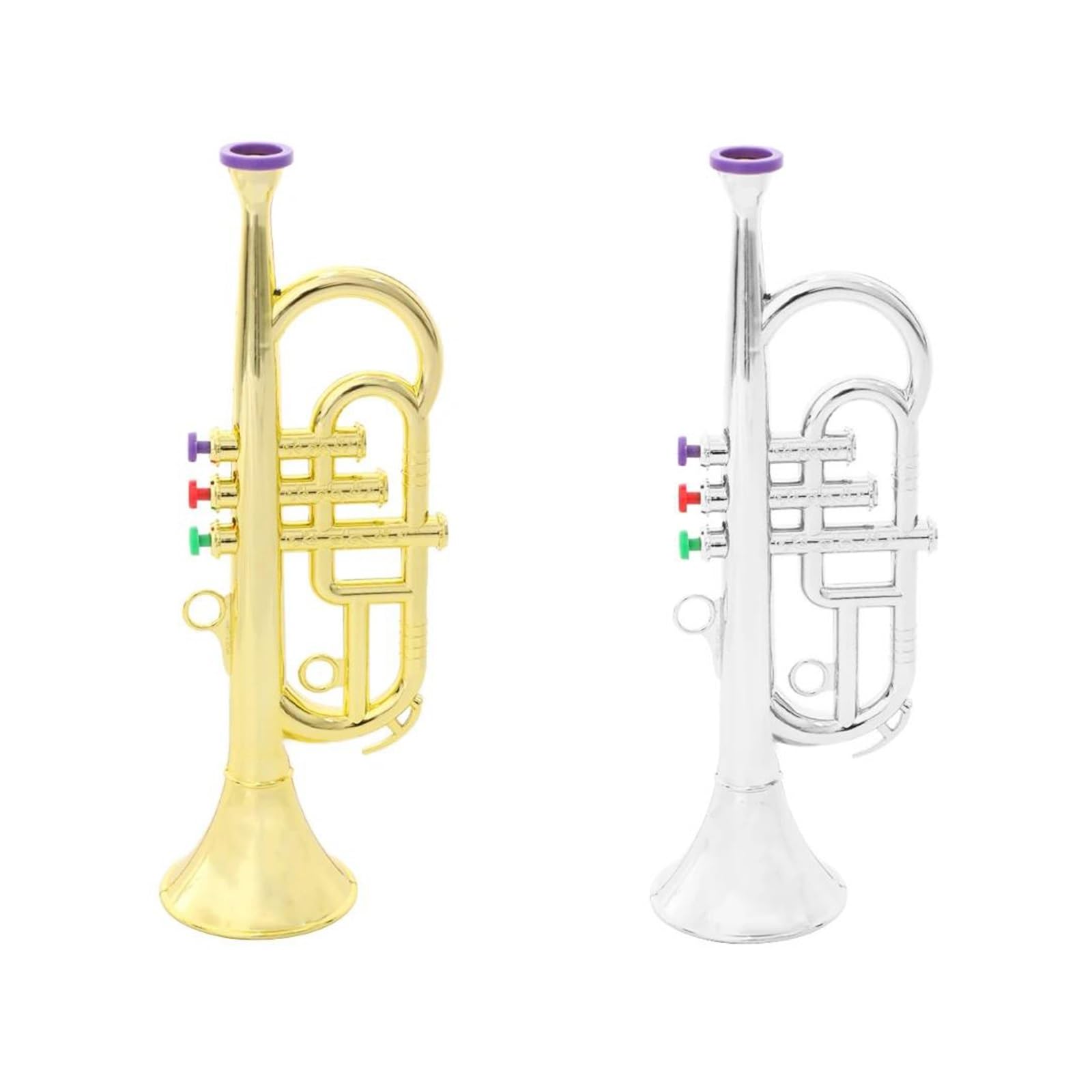 Tromba Per Adulti 1 Strumento A Fiato A Tromba In Plastica Da 34 Cm Con 3 Chiavi In ​​argento O Oro(Gold)