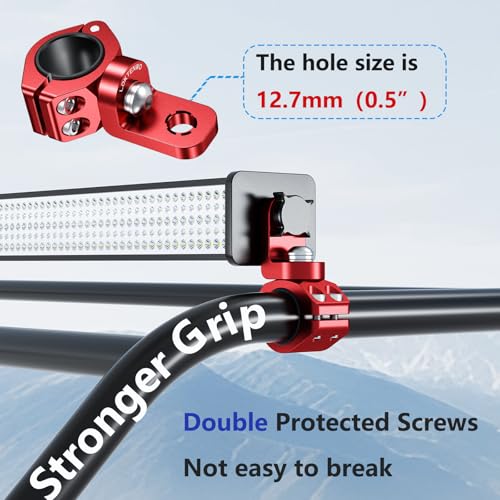 LOKTENWO 1 PCS Whip Light Mounts for ATV, Adjustable CNC Quad Light Bar Mounts Compatible with Motorcycle 4-Wheeler 0.875\'\'/1\'\'/1.125\'\'/1.26” Roll Cage - Thumbnail 6