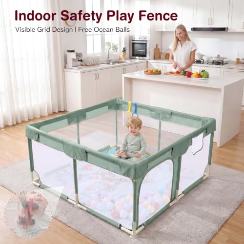 Baby Playpen 47x47 - Small Playpen for Babies & Toddlers, Activity Center, Indoor Outdoor, Green — view 5