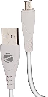 ZEBRONICS MU240 USB - Micro USB Cable, 18 Watts, Rapid Charging, Charge & Sync, 1M (White) Price In India