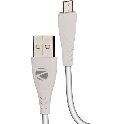 ZEBRONICS MU240 USB - Micro USB Cable, 18 Watts, Rapid Charging, Charge & Sync, 1M (White)