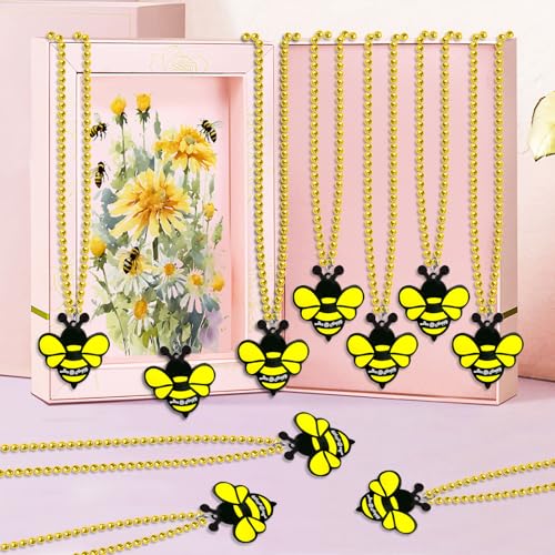 Image of 24 Pack Bee Necklace Party Favors for Mommy To Be, Bumble Bee, Honey Bee Party, Baby Shower, Animal Lover, Birthday, School Carnival Rewards, Home Decorations, Classroom Prize