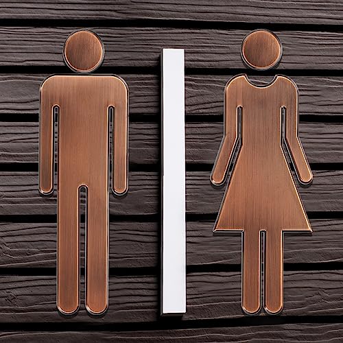PATIKIL 4.7 Bad Zeichen 1 Paare Männer Frauen Toilette Zeichen Selbstklebend Toilette Tür Dekor Aufkleber für Büro Business Schwarz