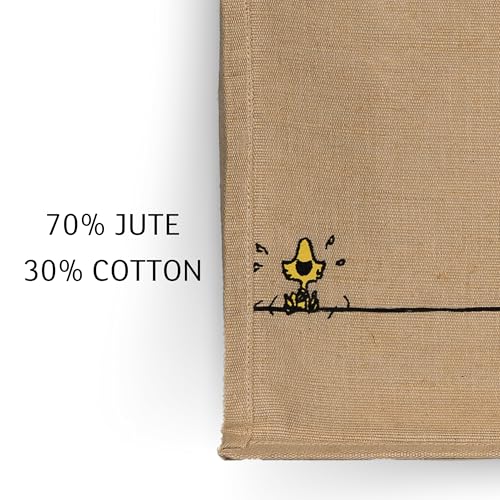 Kanguru Handtasche Damen Snoopy Design, Grosse Einkaufstasche aus Baumwoll-Jute mix mit schwarzer Fütterung, Chic, Elegant, Robust, Ideal als Einkaufskorb und Geschenkidee, bedruckt Peanuts shopper