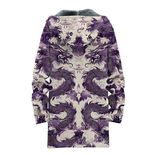 Mens Long Hooded Cardigan Zip Up Hoodie Japanese Art Long Sleeve Casual Graphic Outfits with Pockets3