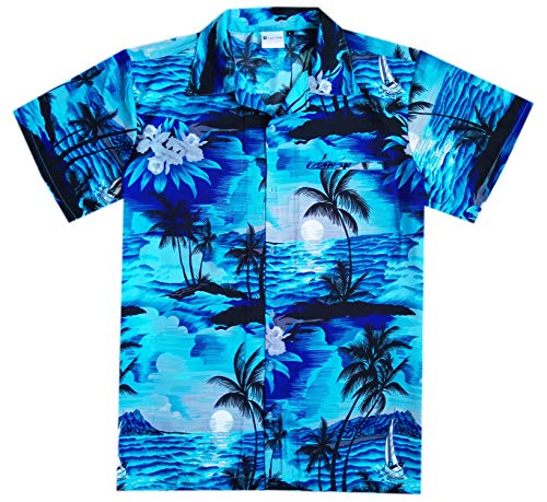 Virgin Crafts Camisa hawaiana para hombres impresa manga corta botón abajo camisa de playa - - 4X-Large