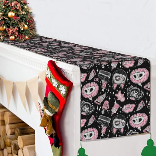 Chemin de table Halloween citrouille chat pour protéger et décorer une table basse - 7