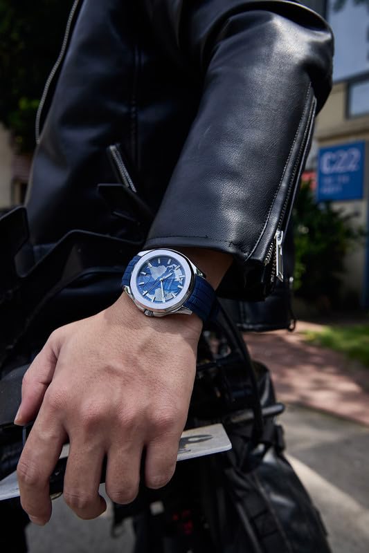 Image of Giordano Stylish World Map Design Analog Watch for Men with Silver Case Round Dial, Textured Silicone Strap, Water Resistant and Date Display Function - GZ-50147