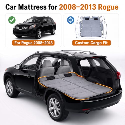 Image of Car Mattress for 2008-2013 Nissan Rogue, Upgraded Non-Inflatable Thickened Foam SUV Car Camping Mattress, Foldable Trunk Sleeping Pad Car Bed Mattress for Road Trips Camping Travel