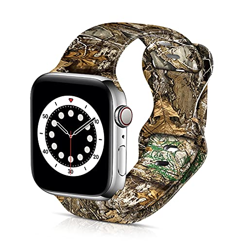 BXXTPK Camo Camouflage Fall Hunting Sykel Compatible with Apple Watch Band 38mm 40mm Soft Silicone Wristbands for iWatch Series 6/5/4/3/2/1/SE Replacement Strap for Women Men