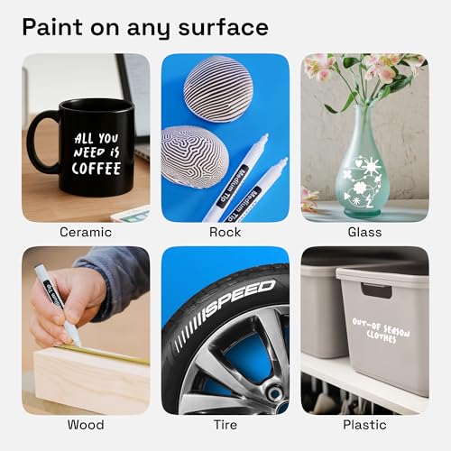 Image of ARTISTRO 2 White Permanent Marker - Waterproof Markers for Tire, Fabric, Rocks, Glass, Ceramic, Wood, Paper - Oil Based Paint Pens - Medium Tip 3mm