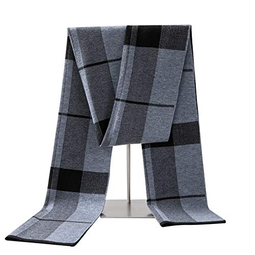 Bufanda de lana merina para hombre, corbata larga de invierno con...
