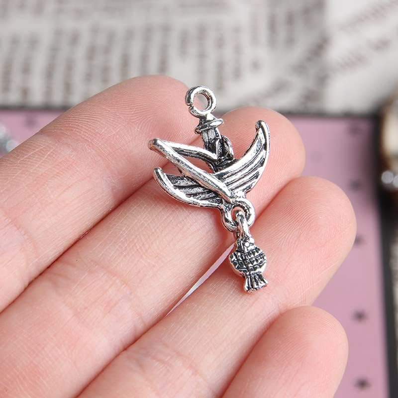Opexicos 50Pcs Fishing Charms Fishman Charms Antiqued Silver Tone 3D Making DIY Handmade Accessories Craft 18 x 28 mm - Image 3