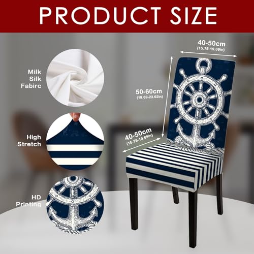 Image of Nuxovilar 4PCS Nautical Style Seaside Stretch Chair Covers 23.6x70in