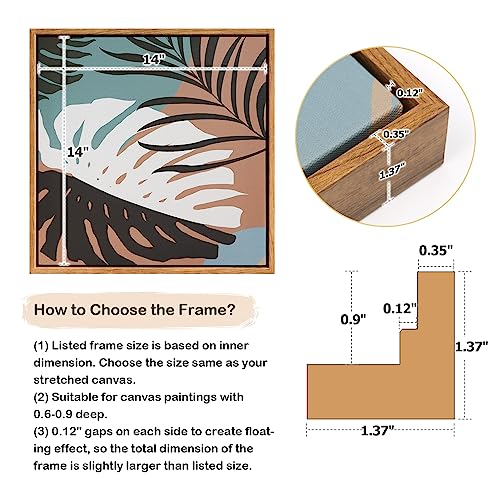 Image of Floater Frame for 14x14 Canvas Paintings,2 Pack,0.9 inch Deep,Dark Brown | Easy Framing,Floating Frame for Artists Designers Landscape Portrait Oil Paintings,Entryway Laundry Room Gallery Wall Decor