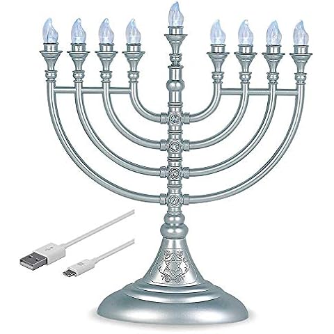 Aviv Judaica Traditional LED Menorah with USB Power Cover
