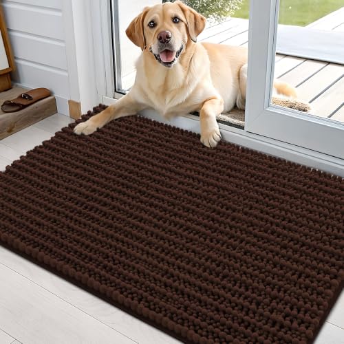 Image of OLANLY Dog Door Mat for Muddy Paws 36x24, Ultra-Absorbent Chenille Mud Mat