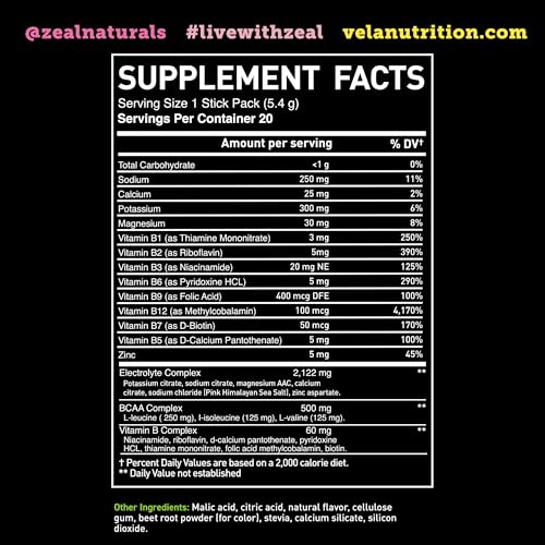 Image of Enhanced Electrolyte Powder Stick Packs (Lemon Berry | 20 Packets) w / 0 Sugar +BCAAs +B-Vitamins Electrolyte Supplement w Potassium Zinc & Magnesium for Hydration - Keto Electrolytes