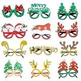 Wisplye Weihnachten Party Brillen, 12 Stück Lustige Weihnachtsbrille, Kreative Weihnachtsgläser Nette Partybrille für Weihnachten, Party, Dekorationen, Erwachsene und Kinder