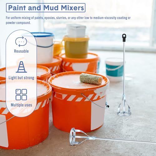 Therwen 2 Pcs Paint Mixer for Drill 5 Gallon Paint Stirrer for Drill, 1 to 5 Gallon Buckets Fits Cement Mixing Paddle for Mortar Mud Grout