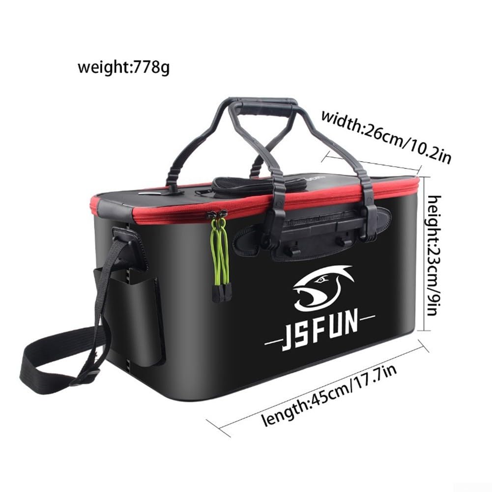 Secchio da pesca, in EVA, pieghevole, portatile, con spallacci regolabili (45 cm)