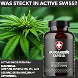 Hanföl in Softgel-Kapseln | Hochdosiert mit 1000mg Hanfsamenöl pro Kapsel | Von Active Swiss | Kaltgepresst für 210 Tage / 7 Monate