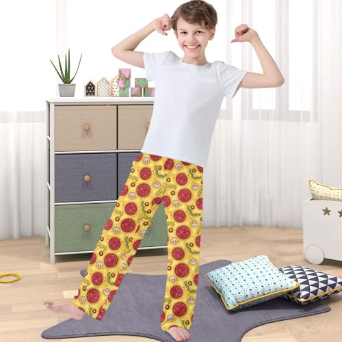 Boy's Pants Pizza Jogger Pants Elastic Waist Long Bottoms Trousers with Pockets 6-14 Years4