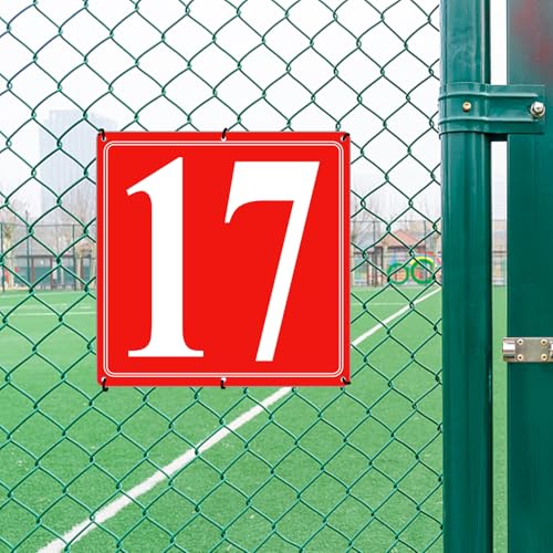 Image of Premium Aluminum Number Signs 17, Metal 12 inch X 12 inch Red Numbered Signs Outdoor for Parking Lots, Floor, Dock, Court, Aisle, Field, High Visibility, No Fade, Weather-resistant