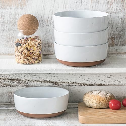 Ceramic-Cereal-Bowls-set-of-4-25-oz-Porcelain-Soup-Bowl-6-inch-Stoneware-Kitchen-Bowl-for-Salad-Oatmeal-Ramen-Pasta-Side-Dishes-Dishwasher-Microwave-Safe-Dinnerwar-Alabaster-White Ceramic Cereal Bowls set of 4 25 oz Porcelain Soup Bowl 6 inch Stoneware Kitchen Bowl for Salad Oatmeal Ramen Pasta Side Dishes Dishwasher Microwave Safe Dinnerwar Alabaster White