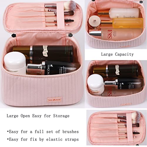 Leznazik Travel Makeup Bag Pu Leather Large Cosmetic Bag Makeup Case Organizer For Women And Girls (Pink) #TOP3