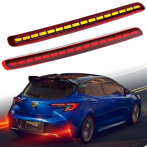 ZDEERAOTO Rear Bumper Reflector Light Fog Light DRL Lamp Feature Kit for Toyota Corolla Hatchback 2019-2025 Tail Lamp,LED Rear Reflector Panel Tail Lamp,2 PCS (Red)