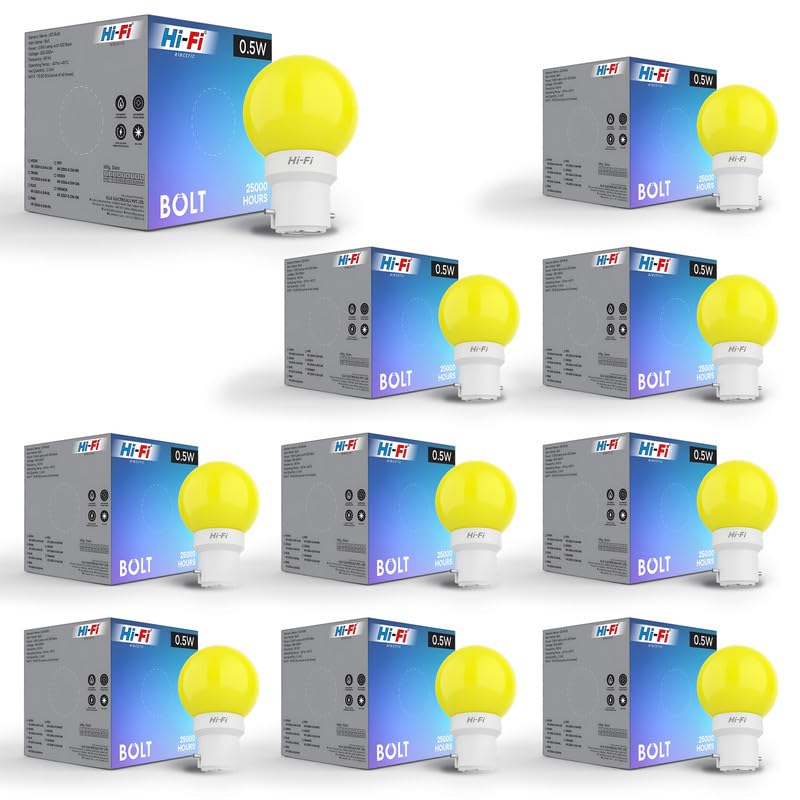 Image of Hi-Fi 0.5W LED Bulb Warm White (3000k) B22 Base | Energy Efficient Zero Watt Light | Decorative Night Lamp for Home, pooja room light & Bedroom Zero Blub (Pack of 10)
