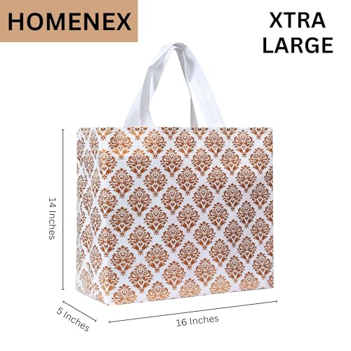 Image of HOMENEX Plastic, Canvas Whiteprint Return Gift Bags for Wedding, Shagun, Festival, Birthday and Other Occasions (Whiteprint Bag), 50 Count